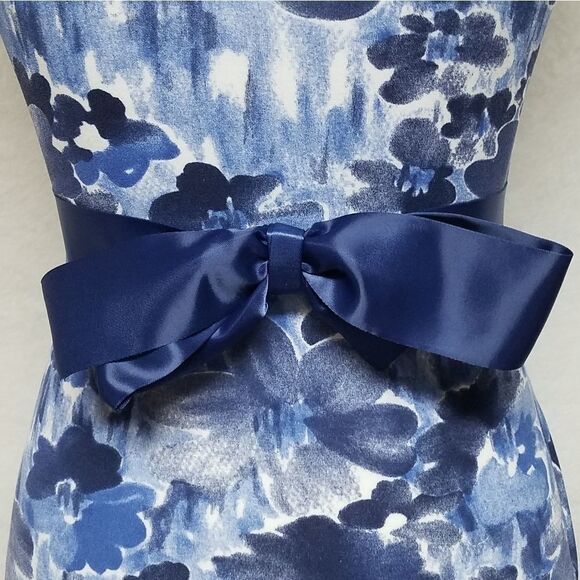 VINTAGE Twisted Paris Blue Floral Sash Maxi Dress - Picture 13 of 16